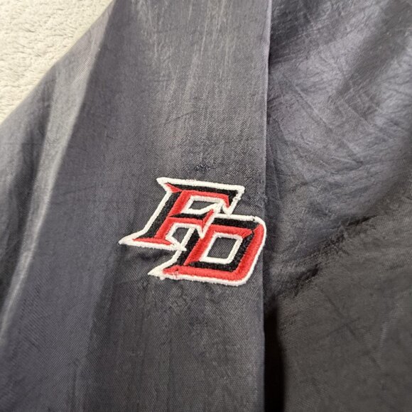 Fire Dept Pullover Jacket Mens Medium Black V Neck Windbreaker Lined Embroidered - Picture 13 of 16